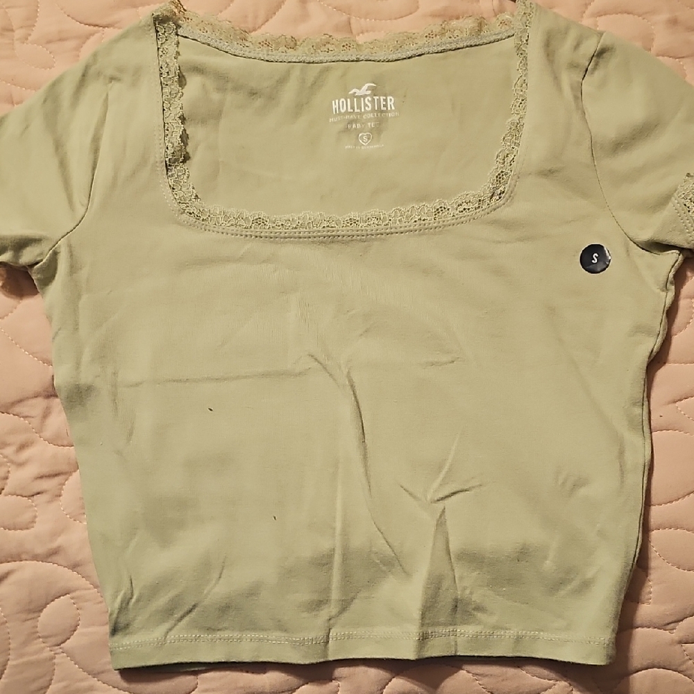 Hollister Green Fitted Crop T-Shirt